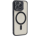 Funda móvil - ISY ISC 2441, Para Apple iPhone 15 Pro Max, Admite carga a través de MagSafe, SmOKey black