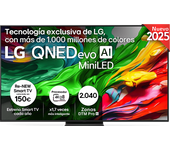 TV QNED 75" - LG 75QNED87A6B, UHD 4K, Procesador Inteligente α8 AI Processor 4K Gen2, Smart TV, DVB-T2 (H.265), Ashed Blue