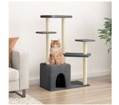 vidaXL Rascador Para Gatos Con Postes De Sisal Gris Oscuro 107.5 Cm