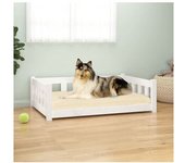 vidaXL Cama Para Perros Madera Maciza De Pino Blanco 95.5x65.5x28 Cm