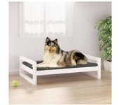 vidaXL Cama Para Perros Madera Maciza De Pino Blanco 95.5x65.5x28 Cm