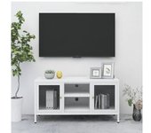 vidaXL Mueble Para El Televisor Acero Y Vidrio Blanco 105x35x52 Cm