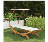 vidaXL Tumbona Con Dosel Madera Maciza Curvada Crema 100x190x134 Cm