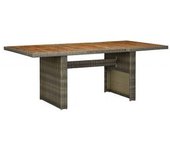 vidaXL Mesa De Jardín Ratán Sintético Marrón Y Madera Maciza Acacia