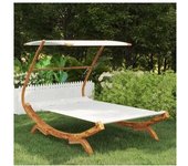 vidaXL Tumbona Con Dosel Madera Maciza Curvada Crema 165x203x138 Cm