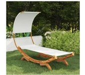 vidaXL Tumbona Con Dosel Madera Maciza Curvada Crema 100x200x126 Cm