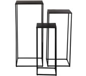 Mica Decorations Juego de 3 mesas nido de metal negro