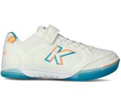 Kelme - Zapatilla de fútbol sala Precision Elastic Niño, Unisex, Blanco y turquesa, 30