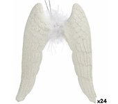 Krist+ Adorno Navideño Alas de Ángel Blanco Plástico Purpurina 12,5 x 15 x 2,5 cm (24 Unidades)