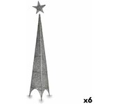 Krist+ Árbol de Navidad Torre Estrella Plateado Metal Plástico 28 x 127 x 28 cm (6 Unidades)