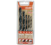 ALPEN 9084015 Estuche Brocas Madera 5 Piezas, negro, ø 4-10 mm