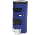 Carson PocketMicro Mini Microscopio de Bolsillo con iluminación LED, 20x-60x Rango de Aumento, y Sistema de Lentes asféricas (MM-450) azul