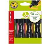 STABILO GREEN BOSS marcador 4 pieza(s) Punta de cincel Verde, Naranja, Rosa, Amarillo