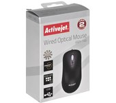 ActiveJet AMY-146 - Ratón (Ambidextro, Óptico, USB, 1000 DPI, Negro)