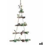 Krist+ Adorno Navideño Árbol de Navidad Marrón Plateado Madera Plástico 34 x 5 x 65 cm (6 Unidades)