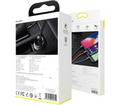 Baseus AB2XUSBAKBK cargador de dispositivo móvil Universal Negro, Gris Encendedor de cigarrillos Auto