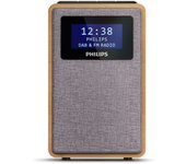 PHILIPS AUDIO TAR5005/10 Radio Reloj Despertador Dab+, Diseño Compacto, Radio Dab+/FM, Pantalla Negro Brillante, Alarma Dual, Color Marrón/Gris sin Bluetooth