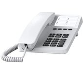 Gigaset Desk 400 - Teléfono con Cable elástico para Ahorrar Espacio - 10 entradas de marcación Corta - Rellamada - Compatible con audífonos - MFV o selección de Pulso Ajustable - Blanco
