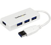 StarTech.com Adaptador Concentrador Hub Ladrón USB 3.0 (5Gbps) Super Speed para Laptop de 4 Puertos Salidas - Blanco
