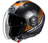 HJC i40N Dova Casco Jet - Negro Naranja Plata (L)