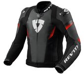 Revit Control Chaqueta de cuero de moto perforada - Negro Rojo (56)