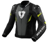 Revit Control Chaqueta de cuero de moto perforada - Negro Amarillo (52)