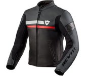 Revit Mile Chaqueta de cuero para motocicleta - Negro Blanco Rojo (52)