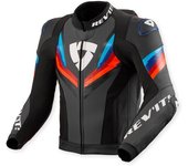 Revit Quantum 3 Pro Chaqueta de cuero para moto perforada - Negro Rojo Azul (48)