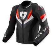 Revit Quantum 3 Pro Chaqueta de cuero para moto perforada - Negro Rojo (50)