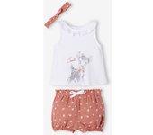 ANIMALES DE DISNEY Conjunto Disney® Bambi bebé de 3 prendas Camiseta + bombacho + cinta para el pelo rosa