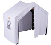 MeowBaby Casa grande con escalera plegable para niños negro, carpa gris-azul