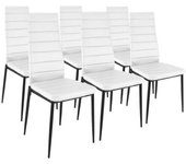 duehome Pack 6 sillas de comedor símil piel emi tejido, blanco, 44 x 96 x 42