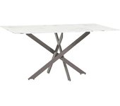 Fuori Mesa de interior 160x90 cm, tablero de vidrio mármol blanco/tórtola