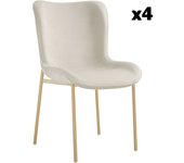 Tectake 4 sillas de comedor tejido terciopelo 54 x 62 x 90 cm beige/dorado