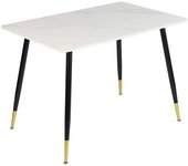 Urban Meuble Mesa de comedor piedra efecto mármol blanco patas oro negro 110x70