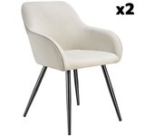 Tectake 2 sillas de comedor con diseño de pana 58 x 62 x 82 cm crema/negro