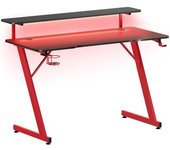SONGMICS HOME Escritorio de 55 x 120 x 90,5 cm de color negro carbón y rojo rubí