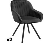 Tectake 2 sillas de comedor giratoria 360º de terciopelo 58x58x82 cm negro
