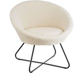 Tectake Sillón de cóctel redondo, tejido bouclé, 83 x 73 x 82 cm, blanco roto