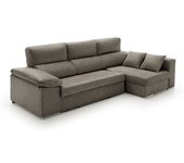 Velare Sofá chaise longue cama con arcón derecha gris tostado 264x145x105