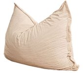 Bananair Puf en terciopelo acanalado desenfundable blanco roto 180 x 140 cm