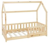 ML-Design Cama infantil con reja protectora estructura madera pino 140x70 cm