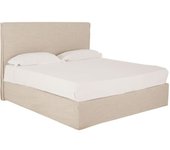 Decowood Cama con canapé desenfundable de lino beige para colchón 160x200cm