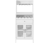SoBuy Aparador cocina con 1 cajón, 2 puertas y 4 portavasos madera blanco