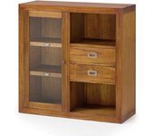 MOYCOR Vitrina con puerta cristal y 2 cajones de madera marrón anch. 90 cm
