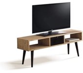 Hogar24 Mueble tv estilo industrial madera maciza de pino encerado y negro.