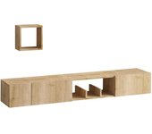 Menzzo Mueble tv suspendido 1 nicho 3 puertas l180 cm - efecto madera clara