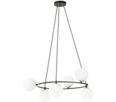 Wonderlamp Lámpara colgante con estructura en aro y 6 esferas de cristal opal