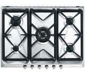 Placa Gas - Smeg SRV576GH5, 5 Zonas, 70 cm, Acero Inoxidable, Sin Marco