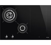 Placa Gas e Inducción - Smeg PM3743D, 4 Zonas de Cocción, 75cm, Negro